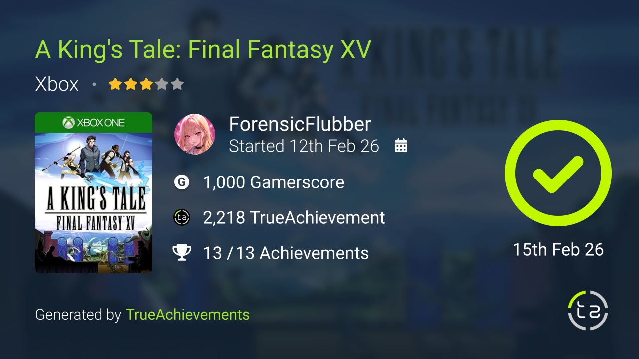 A King's Tale Final Fantasy XV achievement summary